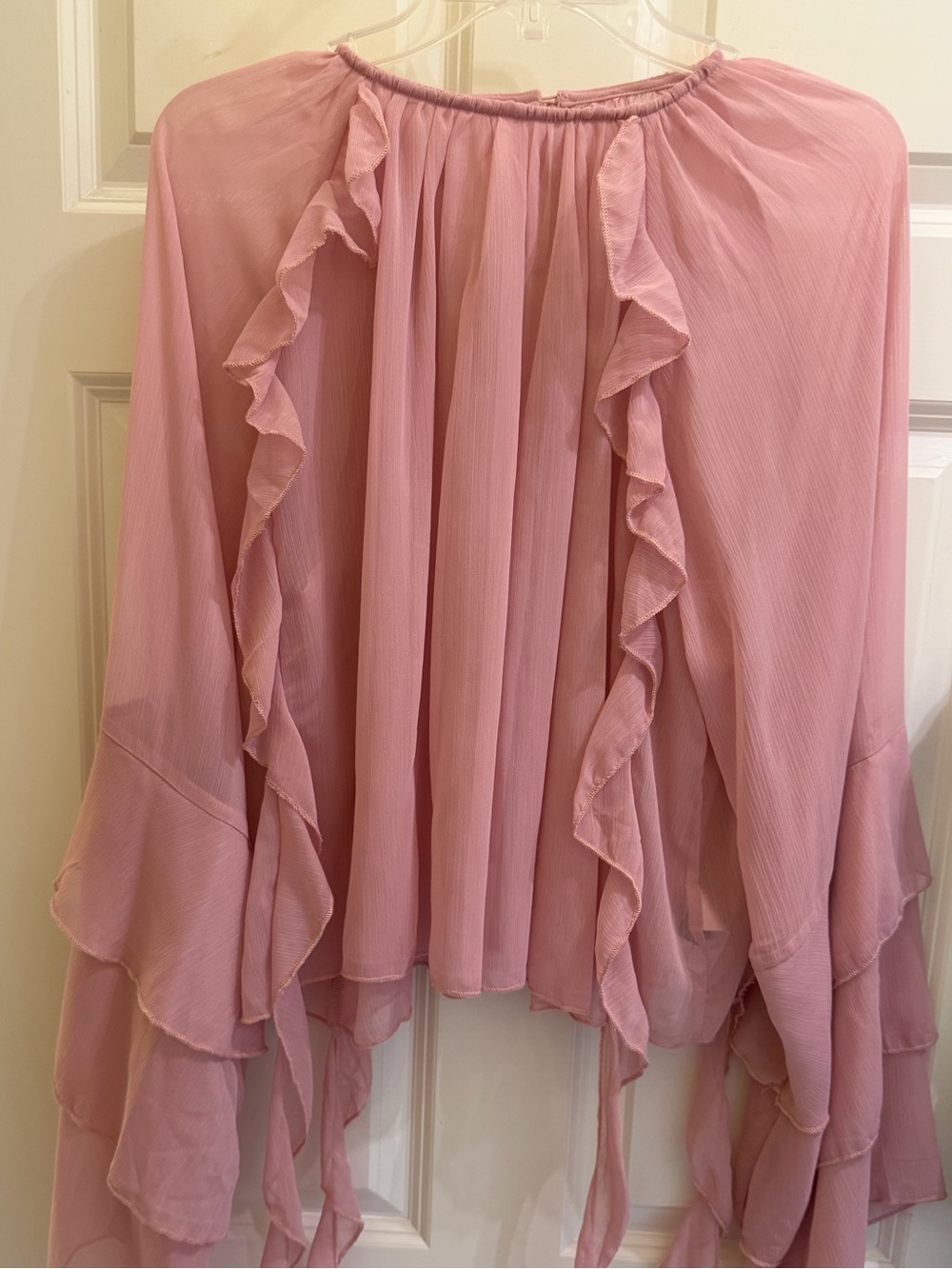 Cider Pink Ruffle Chiffon Midi Skirt